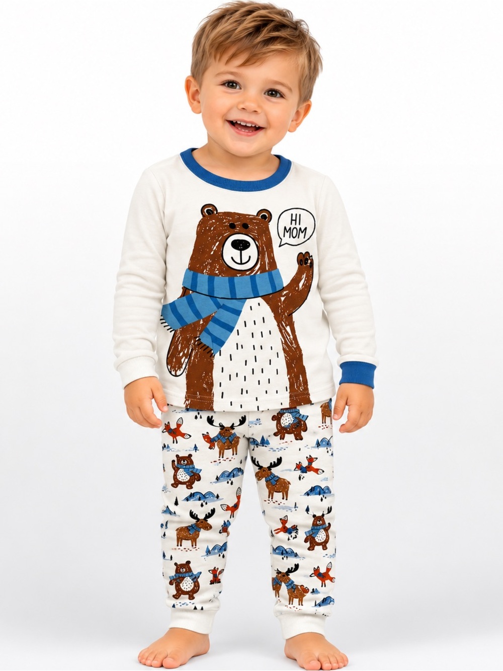PJ Place Bear Moose Winter Pajama Set 2T Hi Mom Cotton Kids
